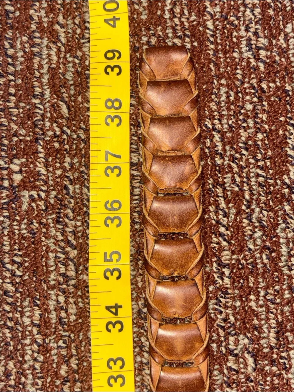 Distressed braided leather belt Argentina leather brushed nickle buckle men’s 34